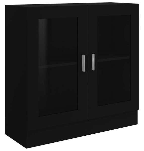 Fekete szerelt fa vitrinszekrény 82,5 x 30,5 x 80 cm