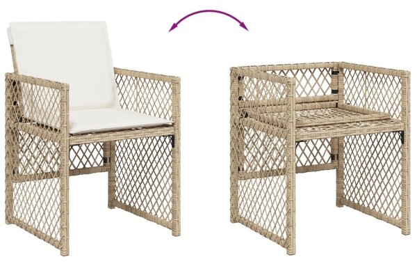 VidaXL 9 részes bézs polyrattan kerti étkezőgarnitúra párnákkal