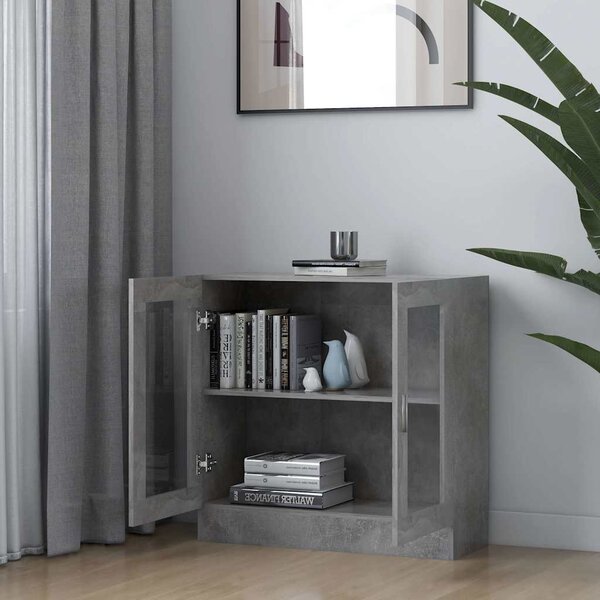 Betonszürke szerelt fa vitrinszekrény 82,5 x 30,5 x 80 cm