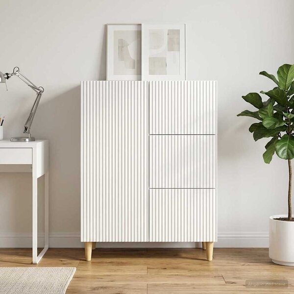 VidaXL Széf fiókkal Magasfényű Fehér 66 x 34,5 x 90 cm Szerelt Fa
