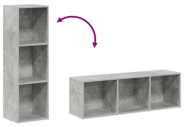 Betonszürke szerelt fa könyv-/TV-szekrény 36 x 30 x 114 cm