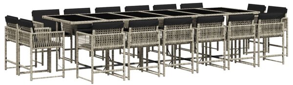 VidaXL 17 részes szürke polyrattan kerti étkezőgarnitúra párnákkal
