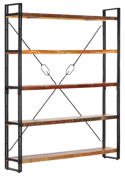 5 szintes tömör újrahasznosított fa könyvespolc 140x30x180 cm