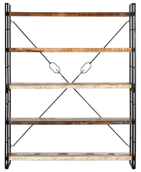5 szintes tömör újrahasznosított fa könyvespolc 140x30x180 cm