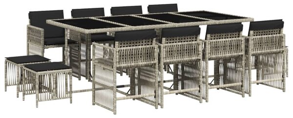 VidaXL 13 részes szürke polyrattan kerti étkezőgarnitúra párnákkal
