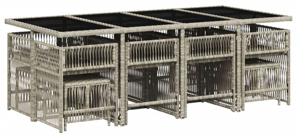 VidaXL 13 részes szürke polyrattan kerti étkezőgarnitúra párnákkal