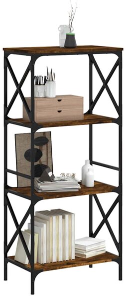 4 szintes füstös tölgy szerelt fa könyvespolc 59 x 35 x 132 cm
