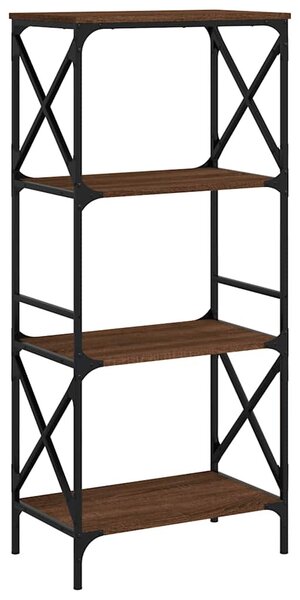 4 szintes barna tölgy színű szerelt fa könyvespolc 59x35x132 cm