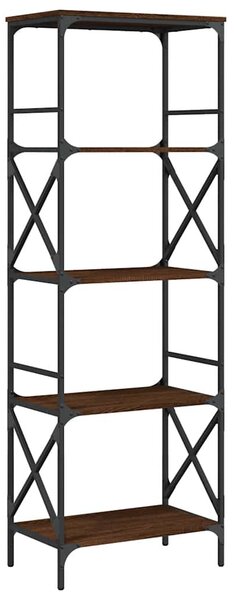 5 szintes barna tölgy színű szerelt fa könyvespolc 56x35x171 cm