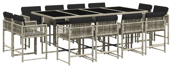 VidaXL 13 részes szürke polyrattan kerti étkezőgarnitúra párnákkal