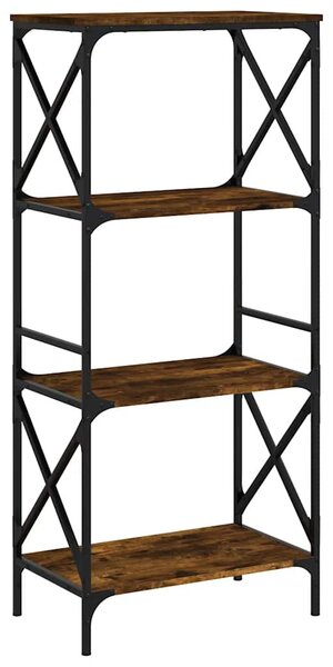 4 szintes füstös tölgy szerelt fa könyvespolc 59 x 35 x 132 cm