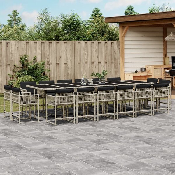 VidaXL 17 részes szürke polyrattan kerti étkezőgarnitúra párnákkal