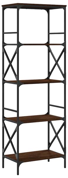 5 szintes barna tölgy színű szerelt fa könyvespolc 56x35x171 cm