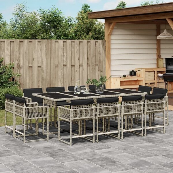 VidaXL 13 részes szürke polyrattan kerti étkezőgarnitúra párnákkal