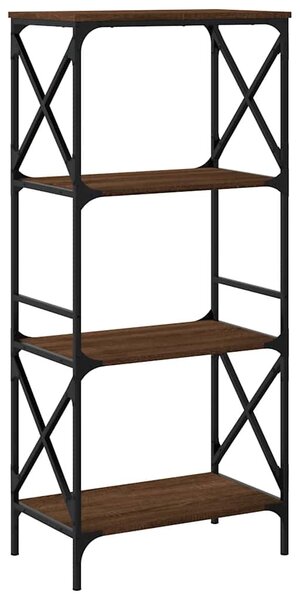 4 szintes barna tölgy színű szerelt fa könyvespolc 59x35x132 cm