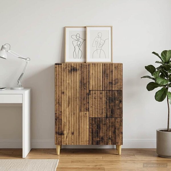 VidaXL Széf fiókkal Antik Fa 66 x 34,5 x 90 cm Szerelt Fa