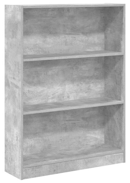 Betonszürke szerelt fa könyvespolc 80 x 24 x 109 cm