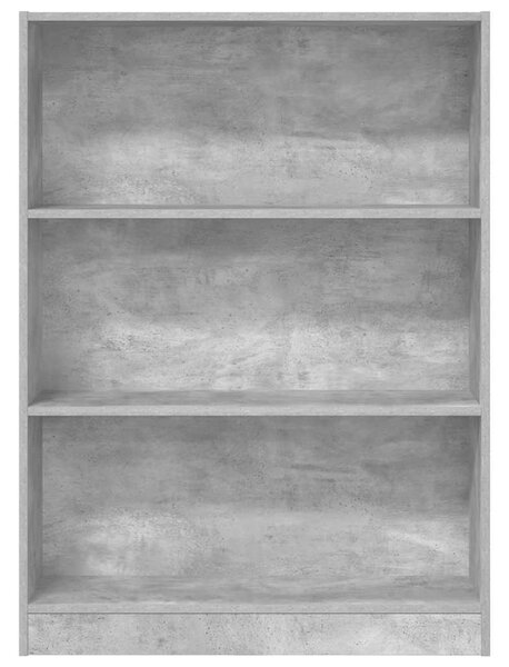 Betonszürke szerelt fa könyvespolc 80 x 24 x 109 cm