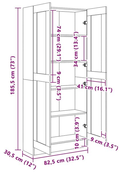 Betonszürke szerelt fa könyvszekrény 82,5 x 30,5 x 185,5 cm