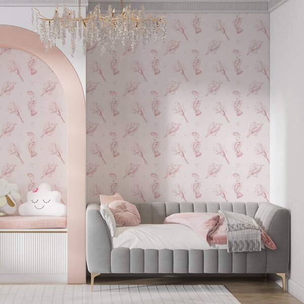Tapéta Madár toile: madárvázlatok, halványrózsaszín háttér, Tapétá állatok, Állatok, madarak tapétá, a00656 : Uwalls.hu