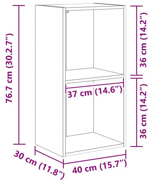 2-szintes betonszürke forgácslap könyvszekrény 40x30x76,5 cm