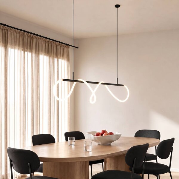 Lucande LED-es Kisune függőlámpa, fekete/fehér, fém, Fekete, Nappali / Étkező, Műanyag, Modern
