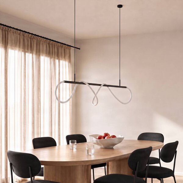 Lucande LED-es Kisune függőlámpa, fekete/fehér, fém, Fekete, Nappali / Étkező, Műanyag, Modern