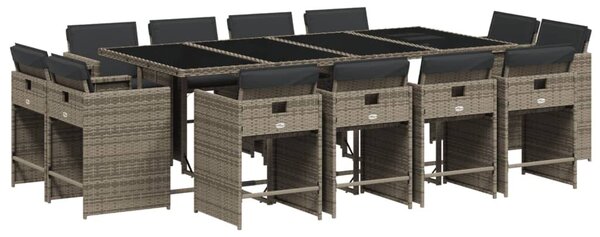 VidaXL 13 részes szürke polyrattan kerti ülőgarnitúra párnákkal