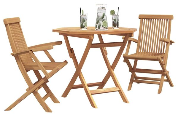 VidaXL Kert étkező szett 3 pcs Barna Tömör Akácfa