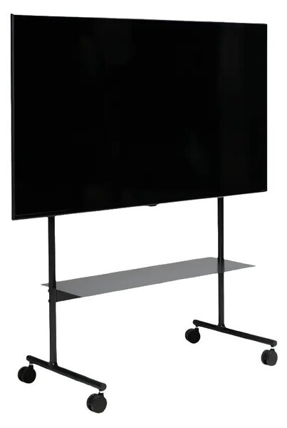 TV állvány kerekekkel és polccal, Pedestal, Rover, 40"-70" (101-177 cm) képátló, maximális terhelhetőség 50 kg, forgó és csúszásmentes kerekek, könnyen összeszerelhető, szatén rozsdamentes ac