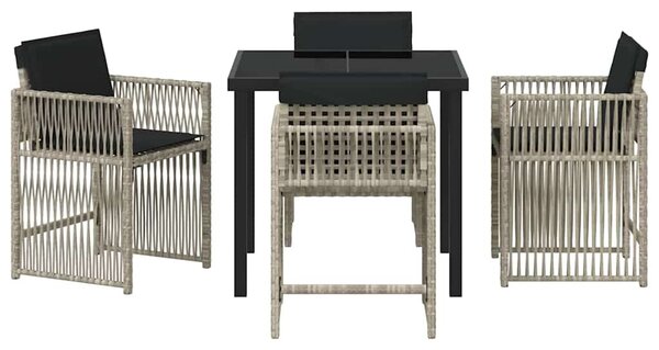 VidaXL Kert étkező szett 5 pcs Világosszürke polirattan