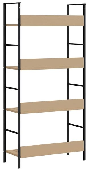 4 szintes tölgyszínű szerelt fa könyvespolc 60x27,6x124,5 cm