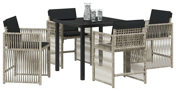 VidaXL Kert étkező szett 5 pcs Világosszürke polirattan