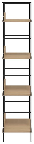4 szintes tölgyszínű szerelt fa könyvespolc 60x27,6x124,5 cm