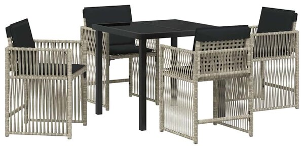 VidaXL Kert étkező szett 5 pcs Világosszürke polirattan