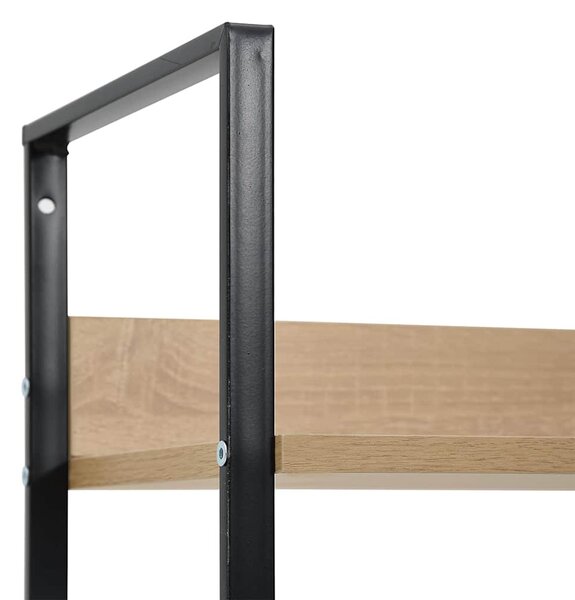 4 szintes tölgyszínű szerelt fa könyvespolc 60x27,6x124,5 cm