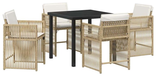 VidaXL Kert étkező szett 5 pcs Bézs polirattan