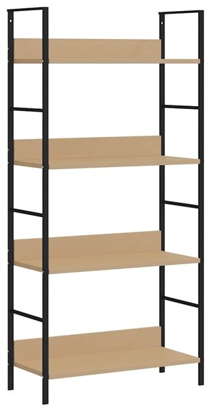 4 szintes tölgyszínű szerelt fa könyvespolc 60x27,6x124,5 cm
