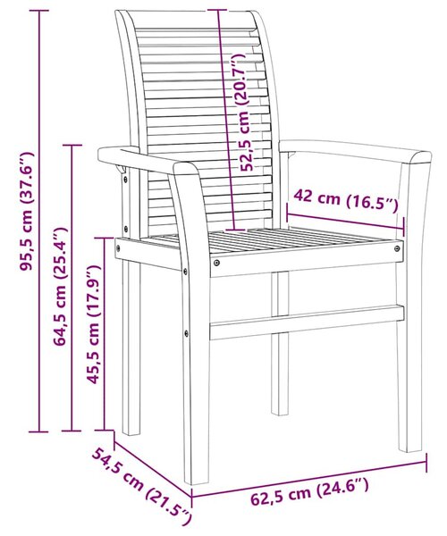 Étkezőszék 2 pcs Barna 62.5 x 54 x 95.5 cm Tömör Teakfa