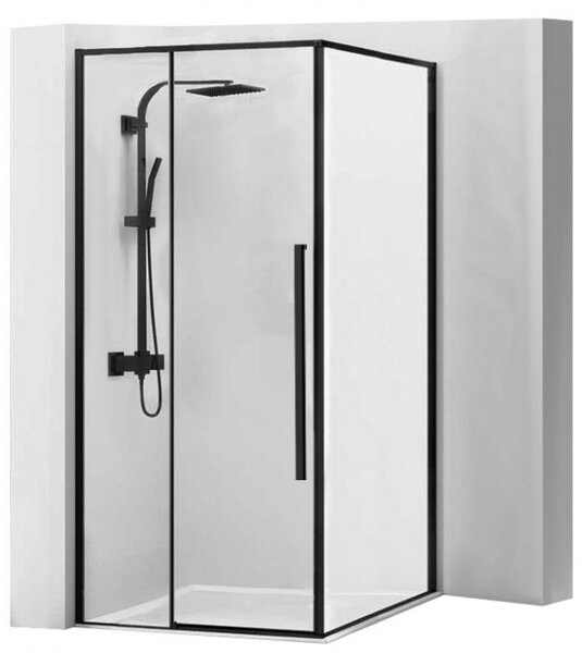 Rea Solar Black zuhanykabin 90x90 cm négyzet fekete félmatt/átlátszó üveg REA-K6412