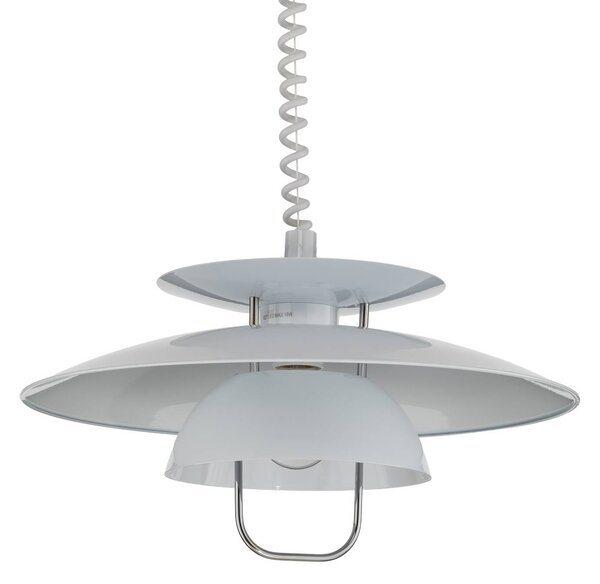 Lindby Nadija függőlámpa, fehér, 43 cm, állítható magasságú, E27, dimmelhető, Fehér / opál, Konyha, fém, Skandináv