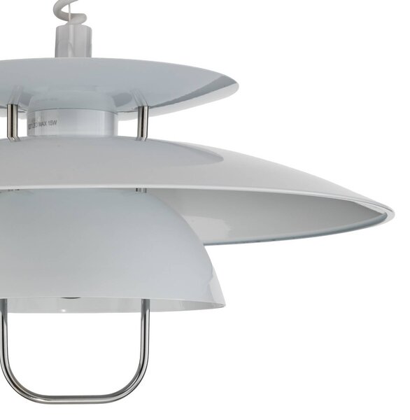 Lindby Nadija függőlámpa, fehér, 43 cm, állítható magasságú, E27, dimmelhető, Fehér / opál, Konyha, fém, Skandináv