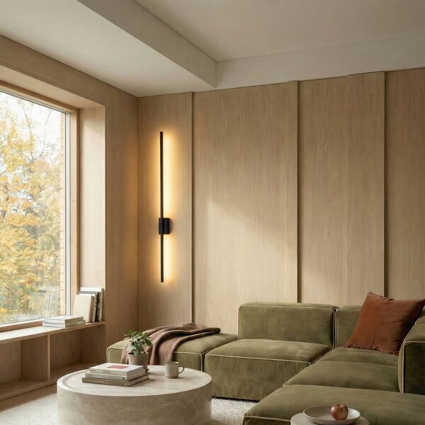 TK Lighting LED fali lámpa Flash, fekete, magasság 108 cm, fém, 1, Fekete, Nappali / Étkező, fém, Modern