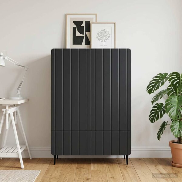 VidaXL Széf Fekete 66 x 34,5 x 97 cm Szerelt Fa