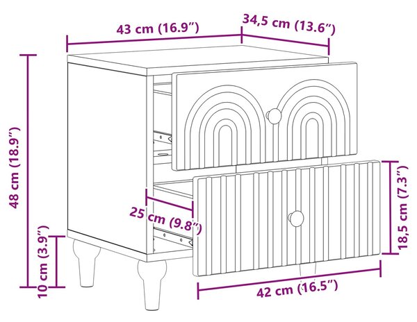 VidaXL Éjjeliszekrény fiókkal 2 pcs Magasfényű Fehér 43 x 34,5 x 48 cm