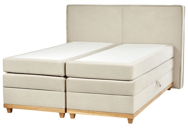 Boxspring ágy tárolóval DYNASTY 160 x 200 cm Bézs