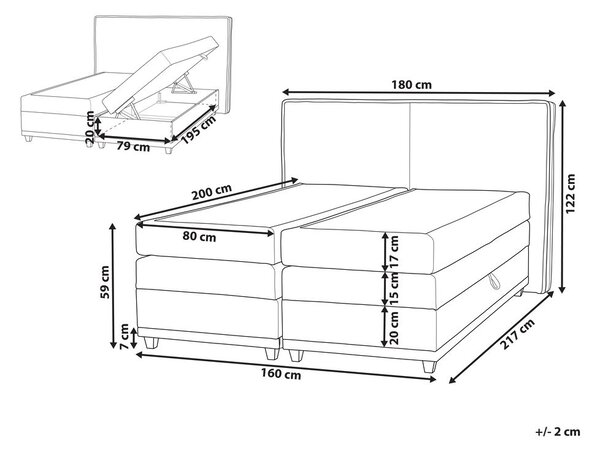 Boxspring ágy tárolóval DYNASTY 160 x 200 cm Bézs