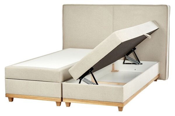Boxspring ágy tárolóval DYNASTY 160 x 200 cm Bézs
