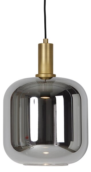 Hanglamp zwart met goud en smoke glas incl. PUCC - Zuzanna