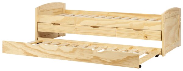 Kihúzható heverő Fenyő PETIVILLE 90 x 200 cm Világosbarna